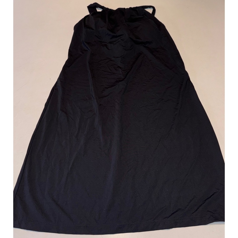 Athleta Kokomo Black Adjustable Halter Swim Dress Built In Bra Women's M